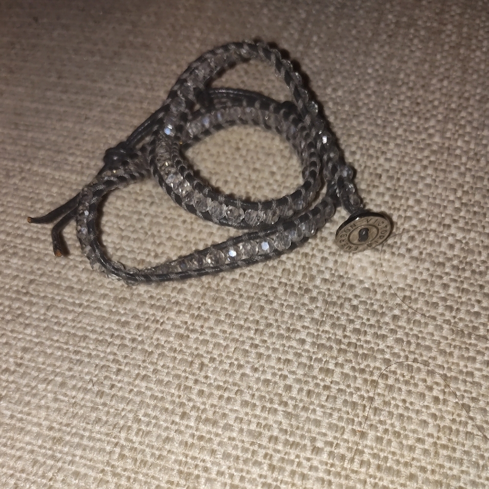 Gray Beaded Wrap Bracelet